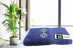 Comfigifts 100% Cotton 2 Bath & 2 Hand Towels 1400 Gsm | Soft, Absorbent, Lightweight Towels With Computerized Embroidery (Grey D1)