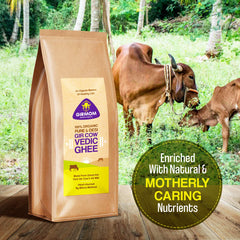 Organic Desi Gir Cow Vedic Ghee By Girmom Motherly Organics | Rich Source Of Vitamin A, D,E & K Pure Desi Cow Ghee Perfect For Glowing Skin | (250ml) 8.4 Ounce | Packet