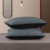 Premium Microfiber Soft Pillow For Sleeping, Black & Grey, Standard Size - 16 X 24 Inches | Comfy Hotel Comfort Pillow, Vacuum Packed | Bed Pillow, Hypoallergenic, Lightweight - Set Of 2
