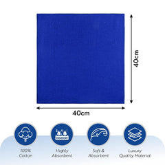 Kuber Industries Super Absorbent & Reusable Microfibre Face Towel 1300 Gsm (Plain Royal Blue) - Pack Of 12