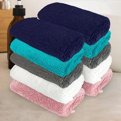 Heelium Bamboo Face Towel 1200 Gsm | Ultra Absorbent & Odour-Free 3x Softer Than Cotton Towels | Pack Of 10 -Blue, Teal, Grey, White & Peach