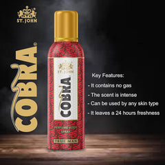 St. John Cobra True Man Perfume Men Body Spray 400ml 13.5 Fl.oz. Pack Of 4 | Perfect For Suited All Season Perfume