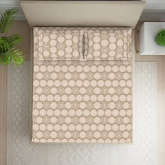 Double Bedsheet For Queen Size 2 Matching Pillow Cover - 88 X 100 Inches, Beige | Durable & Long Lasting Wrinkle Resistant Fabric - Skin Safe & Super Soft