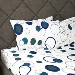 Cotton Double Bedsheet For King Size With 2 Pillow Covers - 108 X 108 Inches, White & Blue | Perfect For Home Decor & Gifting | 186 Thread Count