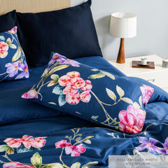 Printed Cotton Bedsheet For King Size With 2 Pillow Cover | 108 X 108 Inches, Dark Blue | Wrinkle Free Soft Perfect For Everyday Use