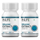 Inlife Brahmi Bacopa Monnieri Extract Bacosides > 25% Supplement, 500mg, Improved Cognitive Function, Supports Mental Alertness | 60 Vegetarian Capsules Each Pack Of 2