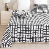 Double Size Bedsheet With Two Pillow Covers - 84 X 90 Inches, White & Black | Comfort Bedsheet For Double Bed | Perfect For Home Decor & Gifting