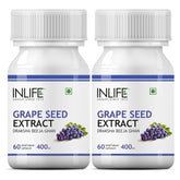 Inlife Grape Seed Extract Proanthocyanidins 95% Antioxidant, 400mg | 60 Vegetarian Capsules 100gm 0.2lbs Each Pack Of 2