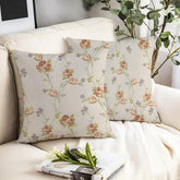 Microfiber Square Pillow Cushion For Sofa & Bed, Printed - Brown Rose & Grey - 12 X 12 Inch | Fluffy For Comfort & Back Support | Breathable, Premium Cotton Cushion Cover With Zip - Set Of 2
