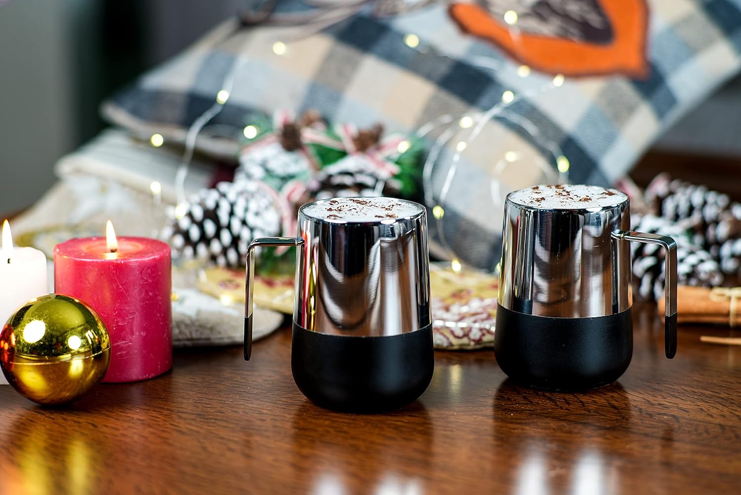 Stainless Steel Mug Set Of 2 - Magic Series, Chrome & Black | Multipurpose For Water, Milk, Tea & Coffee - Perfect For Celestial Home | Serve Ware & Tableware Stainless Steel Mug Set Of 2 - Magic Series, Chrome & Black | Multipurpose For Water, Milk, Tea & Coffee - Perfect For Celestial Home | Serve Ware & Tableware