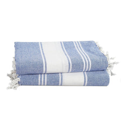 Lane Linen Turkish Beach Towels Extra Large 699 Gsm | Pre-Washed For Soft Feel, Oversized Sand Free Quick-Dry Pool Towel- Forever Blue (2 Pack)