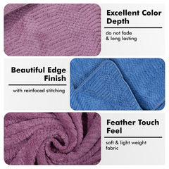 Urbanleaf Microfiber Large Bath Towel 606 Gsm | Quick Dry Super Absorbent - Bath Towel For Men & Women | Blue & Purple | 400 Tc | Pack Of 2