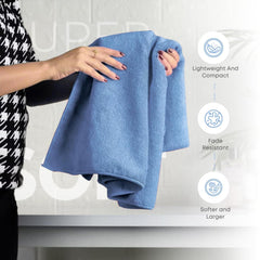 Black Gold The Finer Touch Premium Microfiber Bath Towel 900 Gsm | Ultra Soft & Absorbent Quick Dry Towel Lightweight Microfiber Bath Towel (Blue) - Pack Of 2