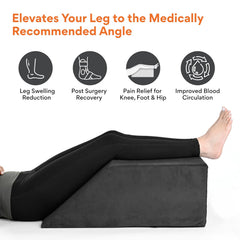 Leg Elevator Pillow, For Pain Relief, Dark Grey, Size - 26 X 20 X 10 Inch | For Leg, Hip & Knee Pain Relief | For Leg Surgery, Varicose Veins, Fracture, Phlebitis, Surgical Recovery