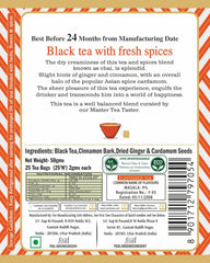 San-Cha Tea Boutique Masala Spiced Chai - 100gm, 3.5 Ounce, 25 Silky Pyramid Tea Bags | Original Masala Blend With Ginger, Cardamom & Cinnamon - Premium Assam Tea Blend | Medium Caffeine Loose Leaves