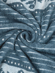 Homefresh Print Cotton Bath Towel 500 Gsm | Geometric Pattern Navy Blue & Grey (Tulis)