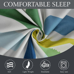 Microfiber Single Bedsheet Set With 1 Pillow Covers (60 X 90 Inches) White & Blue | Durable & Long-Lasting | 144 Thread Count | Wrinkle Free