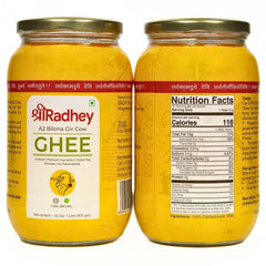 Natural A2 Bilona Gir Cow Ghee By ShreeRadhey | Good Source Of Protein Fiber Healthy Desi Ghee Perfect For Laddus | 2 Litre (1 Litre * 2) 67.6 Ounce | Jar Pack