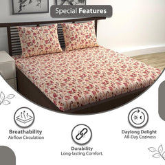 Cotton Double Bedsheet With 2 Pillow Covers - 87 X 100 Inches, Multicolor | Smooth & Comfortable For Daily Use - All Weather Coziness & Bedroom Style