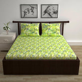 100% Cotton Double Bedsheet With 2 Pillow Cover - 87 X 100 Inches, Light Green | Lightweight, Soft, Skin Friendly - Durable Bedsheets For Everyday Comfort