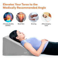 Wedge Pillows, Orthopedic Memory Foam Back Support For Bed, Grey, Medium Size - 18 L X 17.5 W X 11 H Inch | Wedge Cushion, For Acid Reflux, Snoring, Gerd, Leg Elevation, Removable Cover