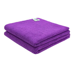 Softspun Microfiber Cleaning Cloths Towel Set 340 Gsm | Highly Absorbent Lint And Streak Free Multi-Purpose Wash Cloth For Kitchen, Car, Stainless (2 Pcs)- Purple