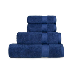 Mytrident Classic Kasturi Collection 1 Bath + 1 Small Bath & 2 Hand Towels 1200 Gsm | Highly Absorbent Towels For Bath - Medieval Blue (Set Of 4)