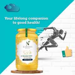 Pure Premium A2 Bilona Gir Cow Ghee By Namasya Organics | Rich In Nutrients Flavor Healthy Desi Ghee Perfect For Daal & Rotis | (1 Litr) 33.8 Ounce | Jar Pack