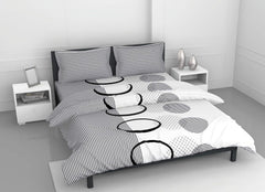 Perfect Cotton King Size Bedsheet With 2 Pillow Covers | 104 X 104 Inches, White & Dark Grey | Durability, Breathability, Softness, & Easy Maintenance