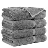 Towel Bazaar Hotel Quality Turkish Cotton Bath Towels 2 Kg (Gray) - 4 Piece