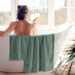 Boutiquo 100% Cotton 2 Bath, 2 Hand & 2 Face Towels 1800 Gsm | Eco-Friendly Towels For Men & Women Ultra Soft & Highly Absorbent - Jade (Set Of 6)