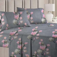 Pure Cotton Double Bed Bedsheets With 2 Pillow Covers - 90 X 90 Inches, Grey | Ideal For House - Bedroom, Guest Room, Perfect Gift For Festivals