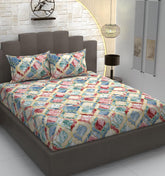 Cotton Premium Bedsheet For Double Bed With 2 Pillow Covers - 90 X 98 Inches, Multicolor | Traditional Printed - Soft, Breathable & Comfortable