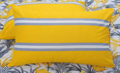 Single Bedsheets With 1 Pillow Cover - 55 X 88 Inches, Flamingo & Stripes Yellow & Grey | Soft & Breathable Fabric | Comfortable For Daily Use