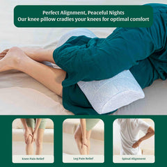 Orthopedic Soft Memory Foam Pillow, For Pain Relief - 19 X 8 X 3.5 Inch | Half Moon Multiuse Knee, Leg & Back Support | Bolster Pillow For Neck Pain Relief, Hypoallergenic, Washable Cover
