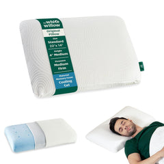 Orthopedic Memory Foam Cooling Gel Pillow, Neck Support Sleeping Bed Pillow, White, Standard Size - 22 L X 14 W X 4 H Inches | Versatile & Multipurpose Pillows, Adjustable, Removable Cover