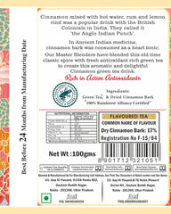 San-Cha Cinnamon Green Tea - 100gm, 3.5 Ounce | Warm & Festive Detox Tea - Environment Friendly & Made In Corn Fiber | Low Caffeine
