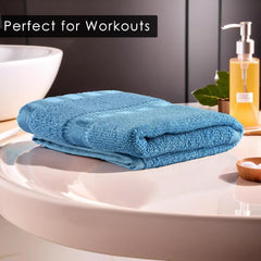 Kuber Industries Cotton Hand/Face Towels 400 Gsm | Easily Washable Workout Gym Napkins For Men - Sky Blue & Brown (Pack Of 2)
