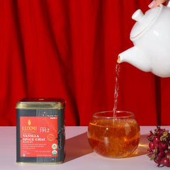 Luxmi Estates Vanilla Spice Chai Black Tea - 100gm Tin, 3.5 Ounce, 50 Cups | USDA Certified Organic Black Tea - Gluten Free, High Caffeine Tea Bags | Darjeeling & Assam Tea From India