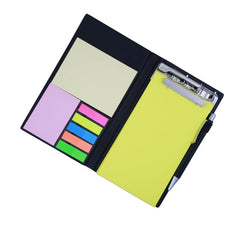 Sticky Notes, Clip Holder & Pen | Desk & Office Organizer Notebook (Lemon Green)