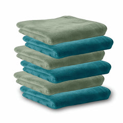 Housse Microfiber Hand Towel 1200 Gsm | Premium Quality Towels Ultra Absorbent & Anti-Bacterial For Gym (Pacific Green & Lily PAD) - Pack Of 6