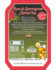 San-Cha Rose & Lemongrass Herbal Tea - 15 Pyramid Tea Bags | Promotes Skin Glow & Prevents Skin Ageing - Floral & Citrus Aroma | Caffeine Free Herbal Tea