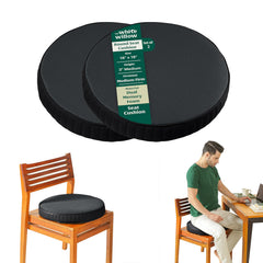 Round Chair Cushion Pad, Memory Foam Car Seat Cushion, Black, Size - 18 Inch | Tailbone, Hip & Back Pain Relief Sitting Pillow - Floor & Office Chair Cushion | Seat Cushion - Set Of 2