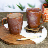 Handcrafted Rusty Caramel Ceramic Coffee Mug Set Of 2 - 350ml Each | Ceramic Mugs For Coffee, Tea, Milk - Microwave Safe & Dishwasher Safe