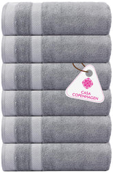 Casa Copenhagen Egyptian Cotton Solitaire Hand Towel 740 Gsm (Grey Violet)- Pack Of 6