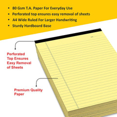 Notepads For Writing, Office Pads Premium Paper A4 Size Legal/Wide Ruled Pad, Pack Of 3
