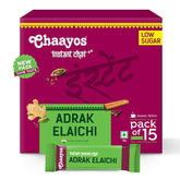 Chaayos Instant Premix Chai Adrak Elaichi - 15 Sachets, 180gm, 6.3 Ounce | Infused With Ginger, Cardamom & Assam Black Tea Leaves - Low Sugar, Hassle Free