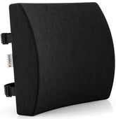 Lumbar Support For Chair, Orthopedic Back Support, Velvet Black, Standard Size | Memory Foam Backrest Cushion - Designed For Back Pain Relief | Ideal Back Pillow For Computer, Office Chair
