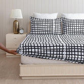 1 Fitted Single Bedsheet With 1 Matching Pillow Cover - 72 X 36 Inches, White & Black | Perfect Gifting For Wedding Anniversary