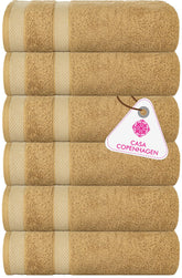 Casa Copenhagen Egyptian Cotton Solitaire Hand Towel 740 Gsm (Beige)- Pack Of 6